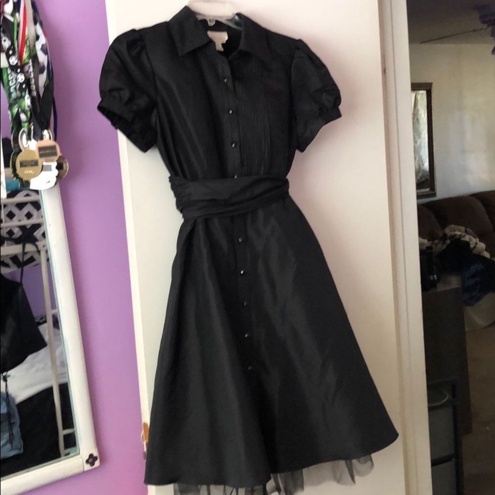 Black Donna Morgan dress.